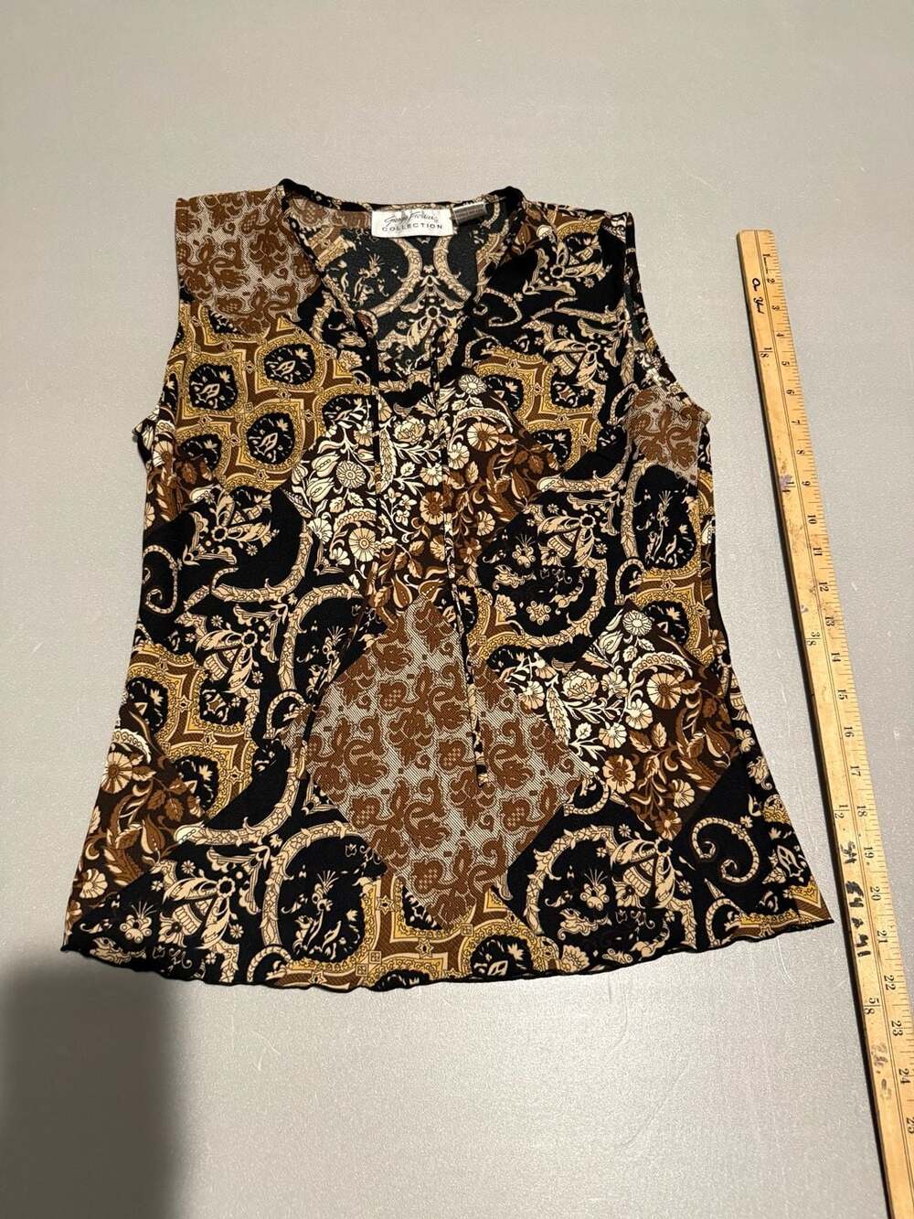 Giorgio Fiorini Collection Sleeveless Top Brown Black Baroque